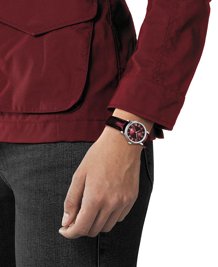 Tissot - Women's Swiss Carson Premium Lady Burgundy Leather Strap Watch 30mm