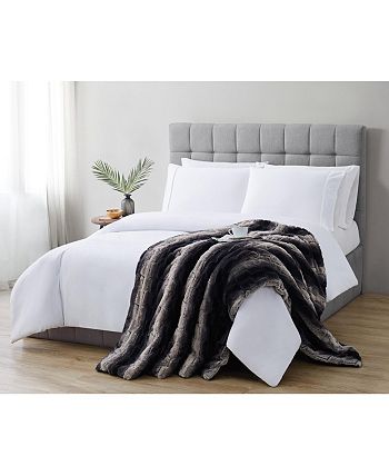 Faux Fur Ombre Stripe Comforter Set