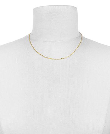 Italian Gold - 16" Flattened Link Chain Necklace in 14k Gold