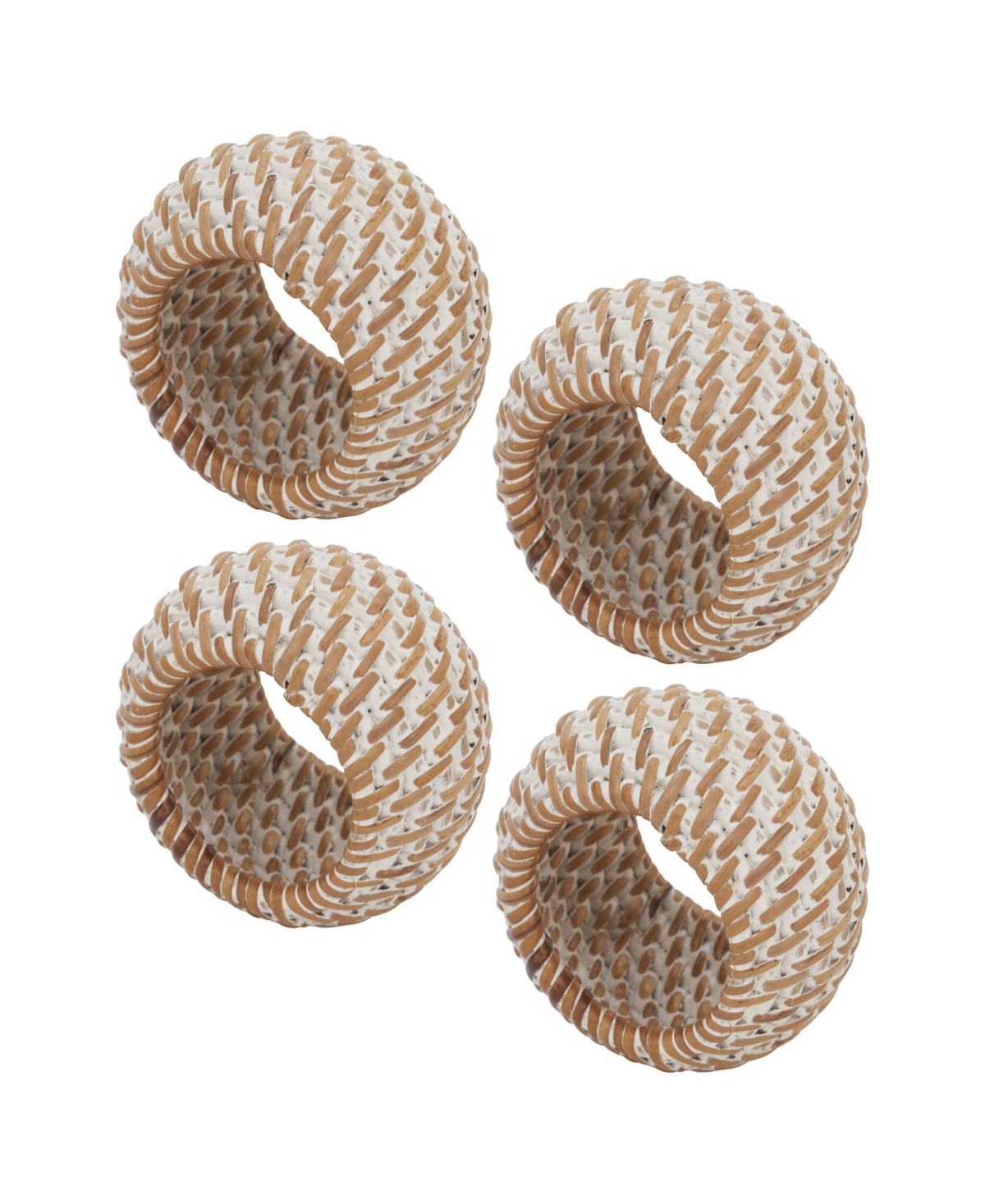 Saro Lifestyle Rattan Rings with Woven Design, Set of 4, 2.4