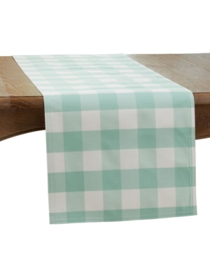Saro Lifestyle Buffalo Plaid Cotton Blend Table Runner, 72" X 16" In Green