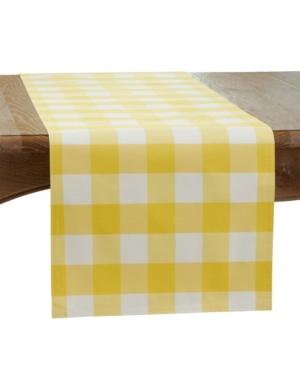 Saro Lifestyle Buffalo Plaid Cotton Blend Table Runner, 72" X 16" In Yellow