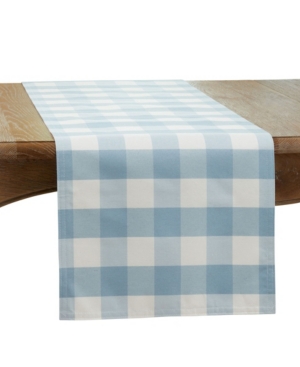 Saro Lifestyle Buffalo Plaid Cotton Blend Table Runner, 72" X 16" In Blue