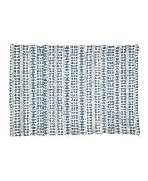 Saro Lifestyle Table Placemats With Woven Line Design Set Of 4, 20" X 14" In Blue