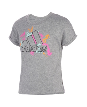 adidas Big Girls Short Sleeve Dolman Waist Heather T-shirt