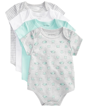 First Impressions Baby Boys & Girls Animal Cotton Bodysuits Set Created for Macy's