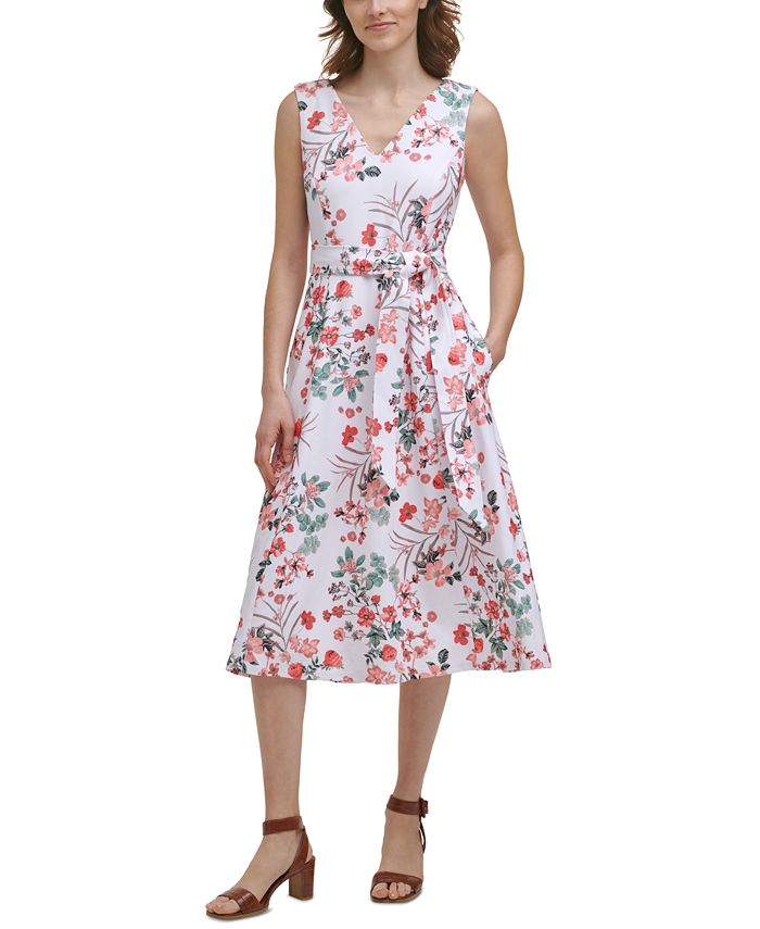 Calvin klein floral a line dress online