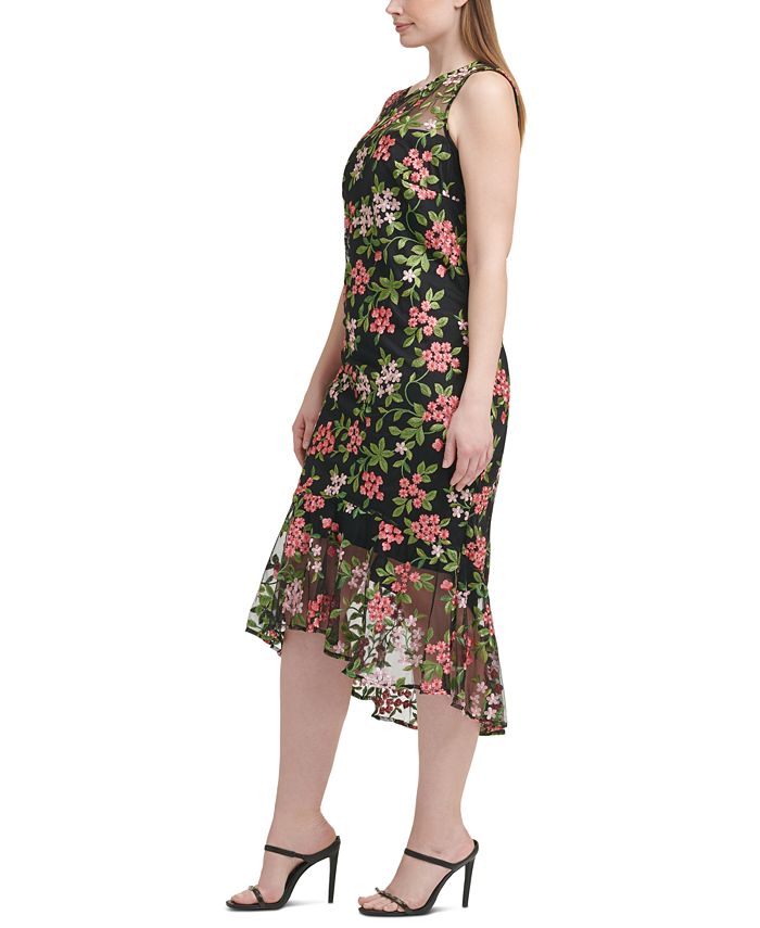 Calvin Klein Plus Size Floral-Embroidered Midi Dress - Macy's