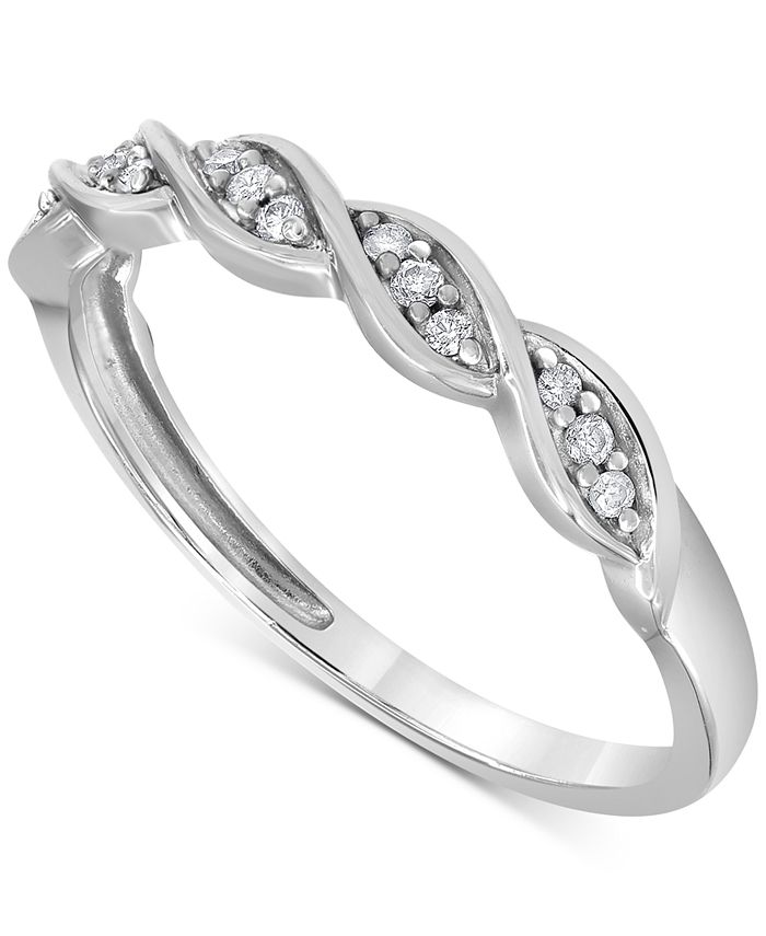 10k White Gold and Diamond Twist Ring 1/2 cttw, I-J Color, I3 Clarity