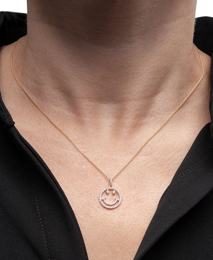 Smiley face diamond necklace clearance