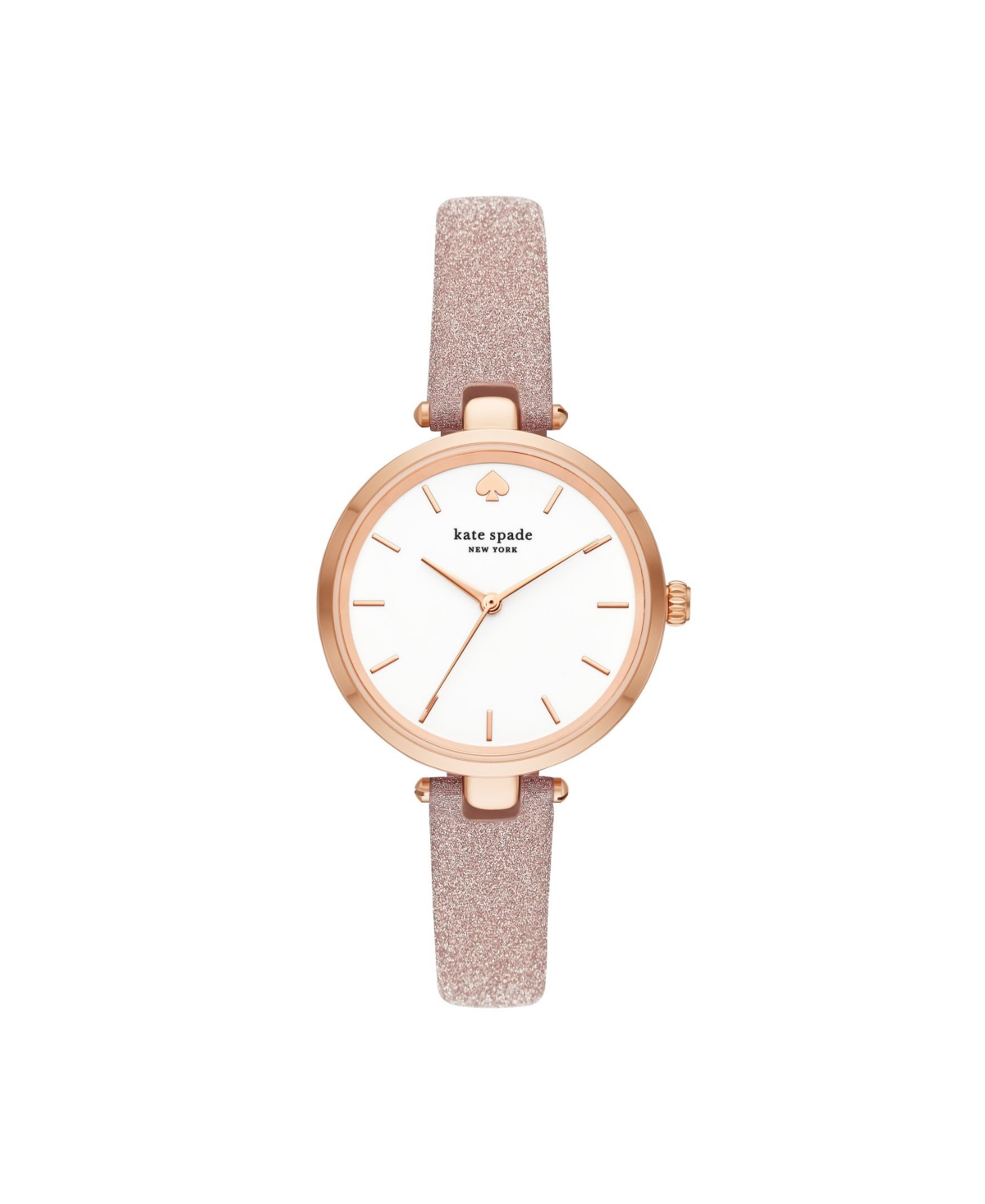 kate spade new york Women's Holland Three-Hand Rose Gold-Tone Glitter  Leather Watch 34mm & Reviews - All Watches - Jewelry & Watches - Macy's