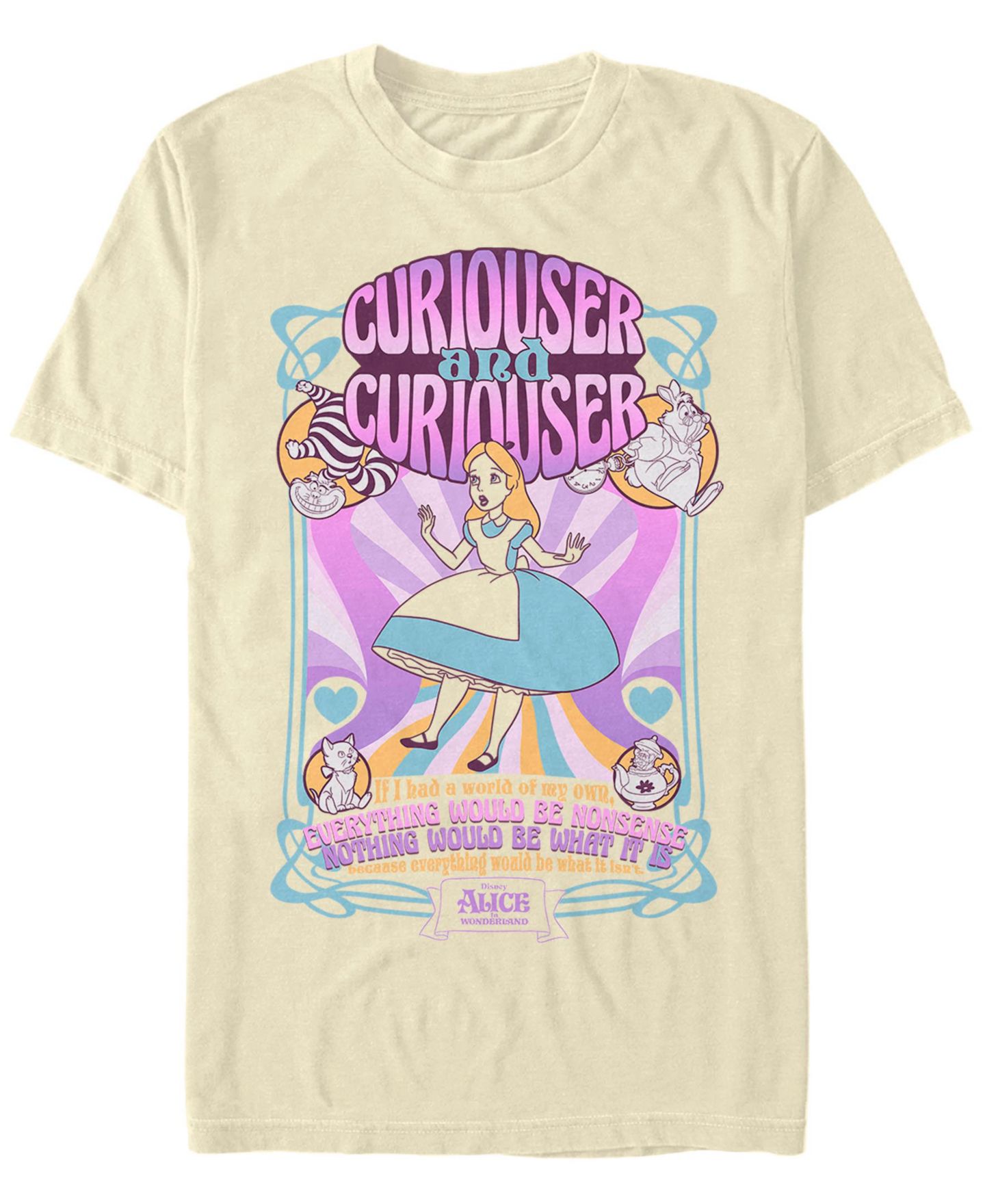 Мужская футболка Fifth Sun Alice in Wonderland Psychedelic Nouveou Short Sleeve, цвет: Натуральный — фото 1