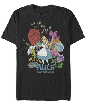 Fifth Sun Men's Alice In Wonderland Flower Love Short Sleeve T-shirt In Black