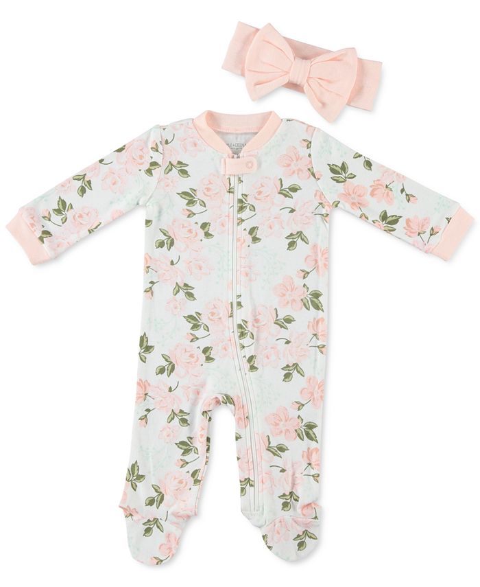 Kyle & Deena Baby Girls 2Pc. FloralPrint Cotton Coverall & Headband