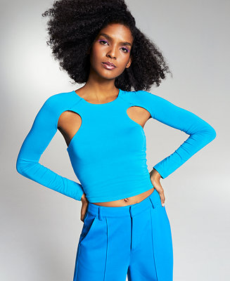 Bar III Zerina Akers Cut-Out Knit Top, Created for Macy's - Macy's
