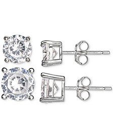 2-Pc. Set Cubic Zirconia Stud Earrings in Sterling Silver, Created for Macy's