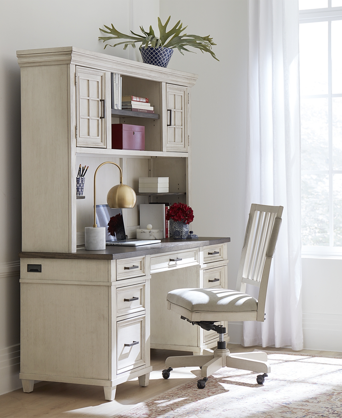 Ivory desk clearance with hutch