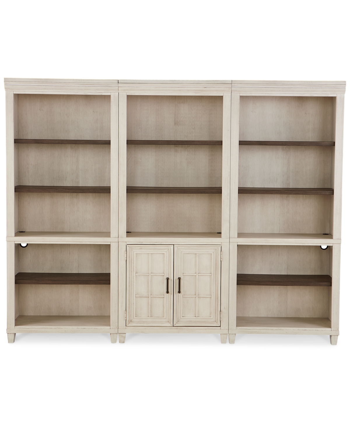 Macy's Dawnwood Home Office 3- Pc. Set (open Bookcase, Open Bookcase, Door Bookcase) In Aged Ivory