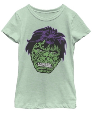 Big Girls Marvel Hulk Luck Icons Face Short Sleeve T-shirt