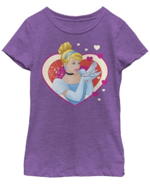 Big Girls Disney Princesses Cinderella Hearts Short Sleeve T-shirt