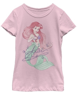 Big Girls Disney Princesses Signed Ariel Short Sleeve T-shirt