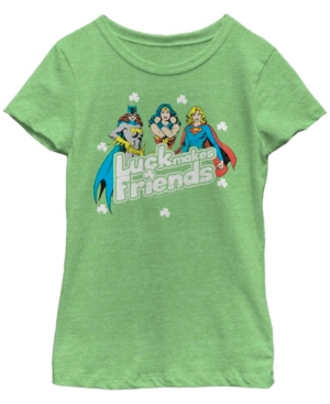 Fifth Sun Kids' Big Girls Warner Bros - Dc Women Friendly Luck Short Sleeve T-shirt In Green Apple
