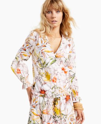 INC International Concepts - Printed Surplice Blouse