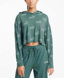 Women's Amplified Logo-Print Cropped Hoodie