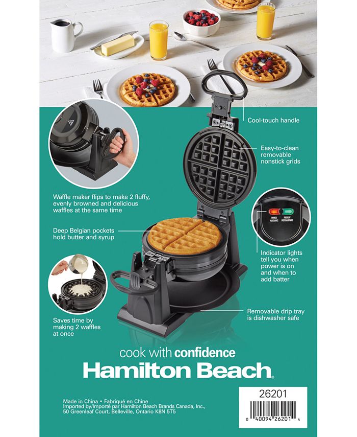 Hamilton Beach Nonstick Rotating Double Belgian Waffle Maker Macy's
