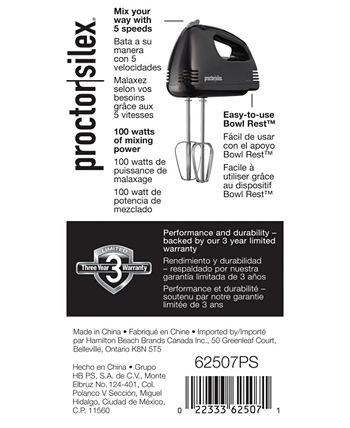 Proctor-Silex 5 Speed Hand Mixer & Reviews