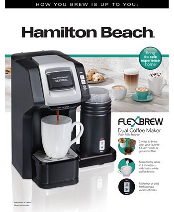 Hamilton Beach FlexBrew 1-Cup Black Single Serve Coffee Maker with Milk Frother