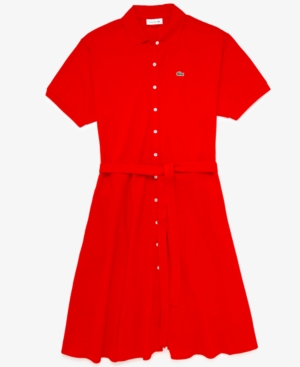 Lacoste Cotton Belted Polo Shirt Dress