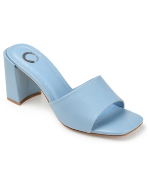 Shop Journee Collection Women's Alisia Block Heel Sandals In Blue