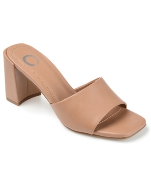 Shop Journee Collection Women's Alisia Block Heel Sandals In Tan