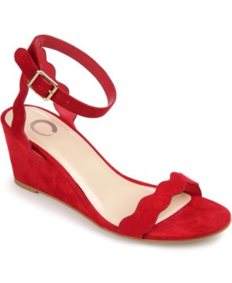 red wedge heel shoes