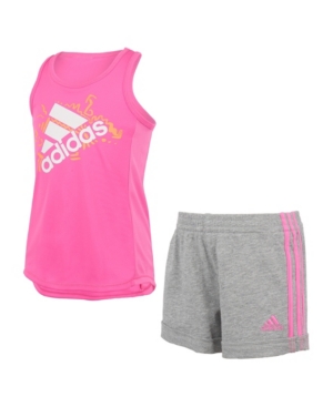 Adidas Originals Kids' Adidas Little Girls Sleeveless Tank Top And French Terry Shorts Set In Pink