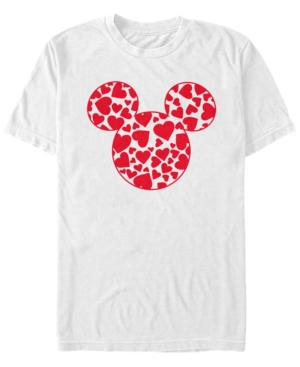 Fifth Sun Men's Mickey Hearts Fill Short Sleeve Crew T-shirt In White