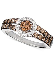 Chocolate Diamond (1 ct. t.w.) & Nude Diamond (1/8 ct. t.w.) Halo Ring in 14k White, Yellow or Rose Gold