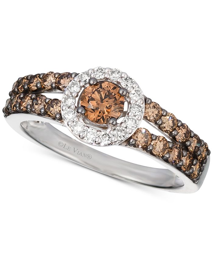 Le Vian Chocolate Diamond (1 ct. .) & Nude Diamond (1/8 ct. .) Halo  Ring in 14k White, Yellow or Rose Gold & Reviews - Rings - Jewelry &  Watches - Macy's