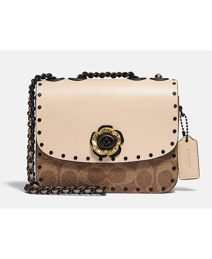 COACH Coated Canvas Signature Border Rivets Madison Shoulder Bag 16