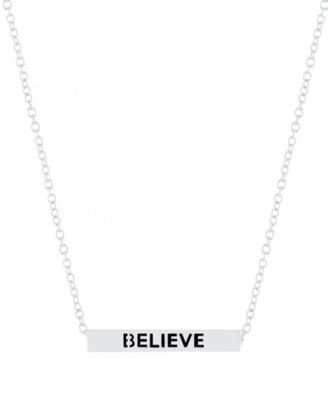 Inspirational Blessed, Hope, Believe and Faith 4 Sided Bar Necklace 16+2"In Silver Plated