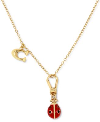 COACH Gold-Tone Crystal Ladybug Clip-On Charm