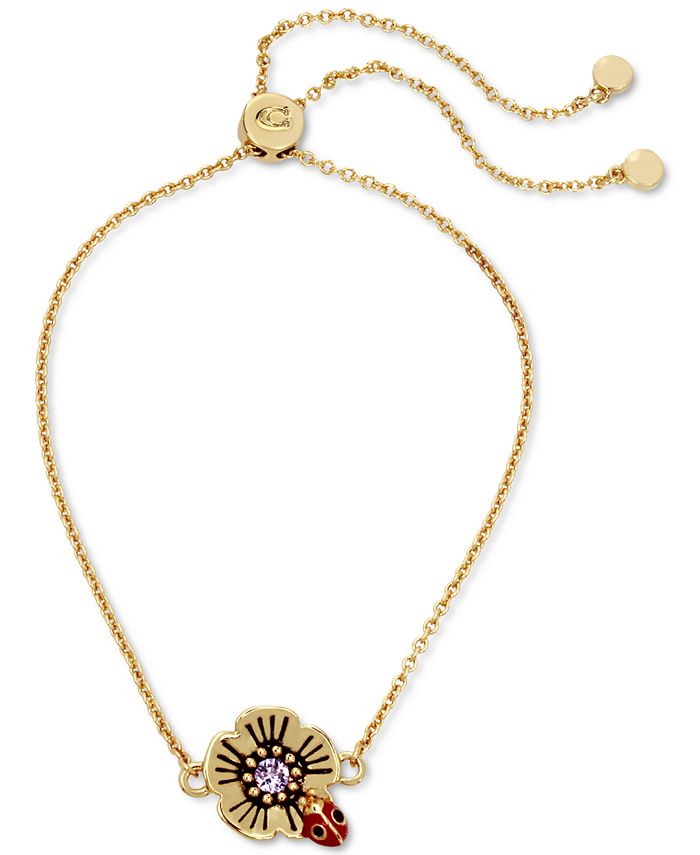 COACH Gold-Tone Crystal Tea Rose & Ladybug Slider Bracelet & Reviews -  Bracelets - Jewelry & Watches - Macy's