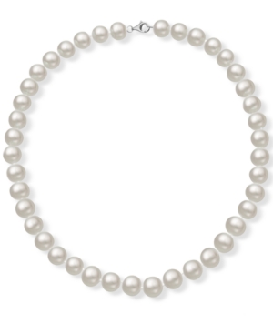 Macy's Cultured Freshwater Pearl (9-10mm) 18" Collar Necklace In Silver