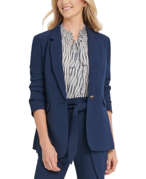 Dkny One-Button Ruched-Sleeve Blazer