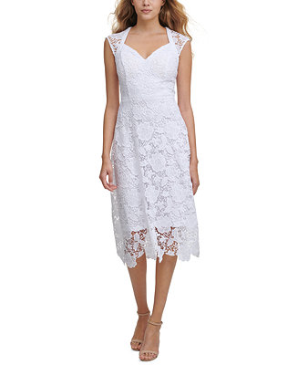 GUESS Floral-Lace Cap-Sleeve Midi Dress & Reviews - Dresses - Women ...