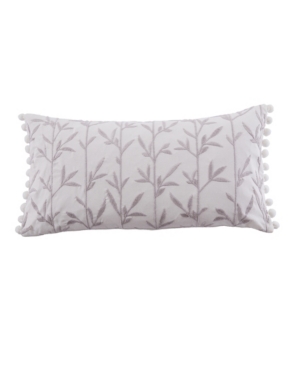 Levtex Pippa Leaves Embroidered Decorative Pillow, 12" X 24" In White