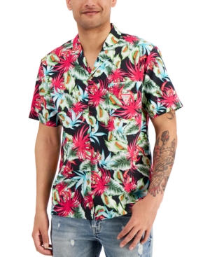 Guess Men's Tropical-Print Camp Shirt