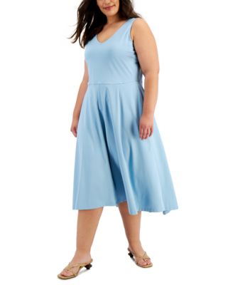 Alfani - Solid V-Neck Midi Tank Dress