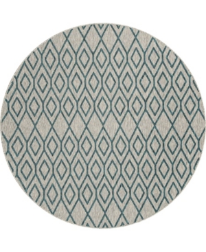 Jill Zarin Outdoor Turks And Caicos 6'7" X 6'7" Round Area Rug In Gray 1